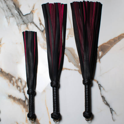 Magenta and Black Handmade Leather Floggers